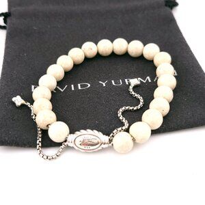 David Yurman Sterling Silver 8'mm River Stone Spiritual Bead Bracelet Adjustable